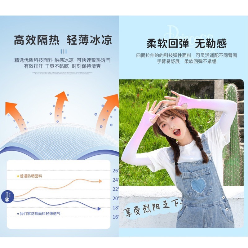 🍀台灣現貨🍀漸變色 冰涼袖套 防曬袖套 袖套 防曬手套 涼感袖套 露指冰袖套 透氣袖套 護手套 防紫外線袖套 手袖套-細節圖6