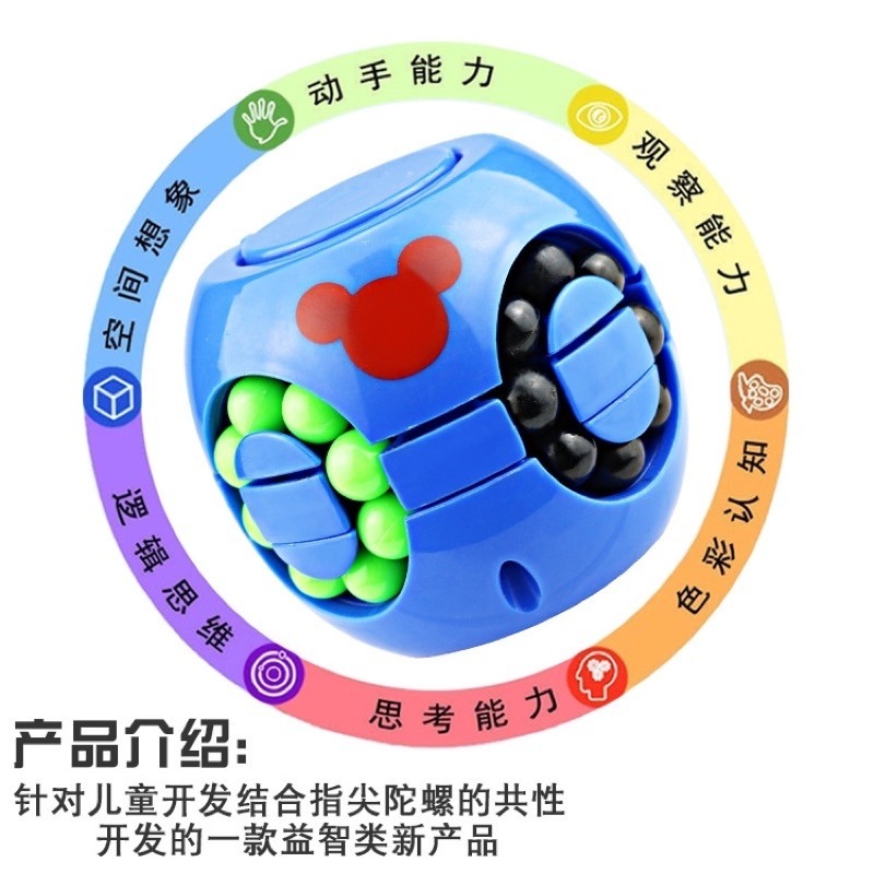 🍀台灣現貨🍀魔方陀螺 魔術方塊 指尖陀螺+魔方 魔術方塊陀螺 陀螺魔方 旋轉陀螺 旋轉魔法豆 魔方轉盤 減壓玩具 舒-細節圖3