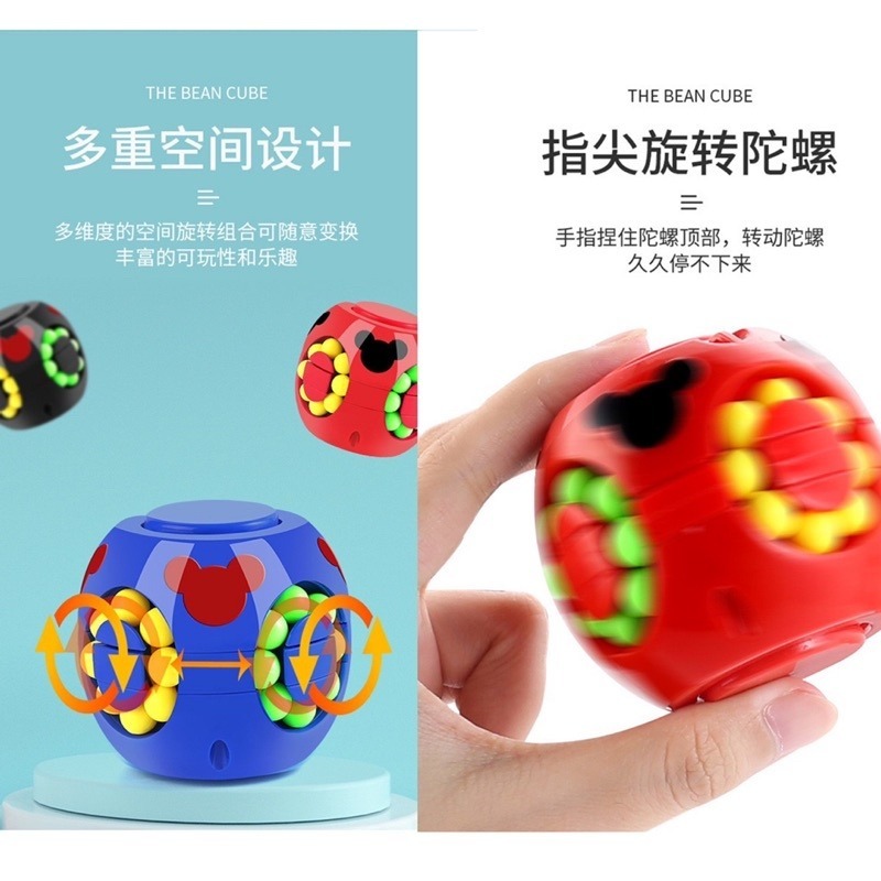 🍀台灣現貨🍀魔方陀螺 魔術方塊 指尖陀螺+魔方 魔術方塊陀螺 陀螺魔方 旋轉陀螺 旋轉魔法豆 魔方轉盤 減壓玩具 舒-細節圖4
