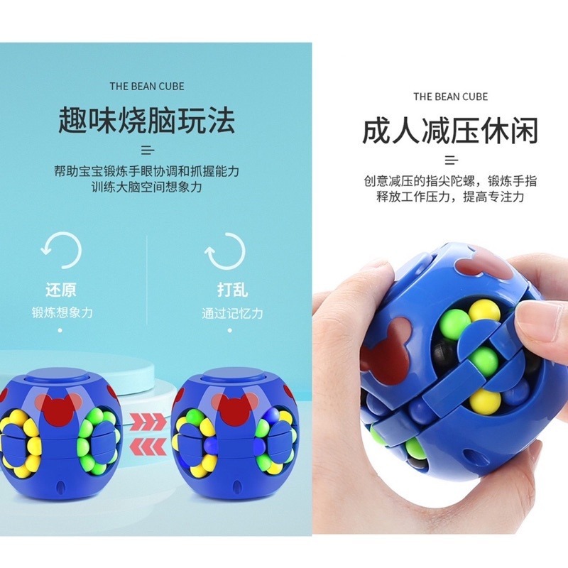 🍀台灣現貨🍀魔方陀螺 魔術方塊 指尖陀螺+魔方 魔術方塊陀螺 陀螺魔方 旋轉陀螺 旋轉魔法豆 魔方轉盤 減壓玩具 舒-細節圖5