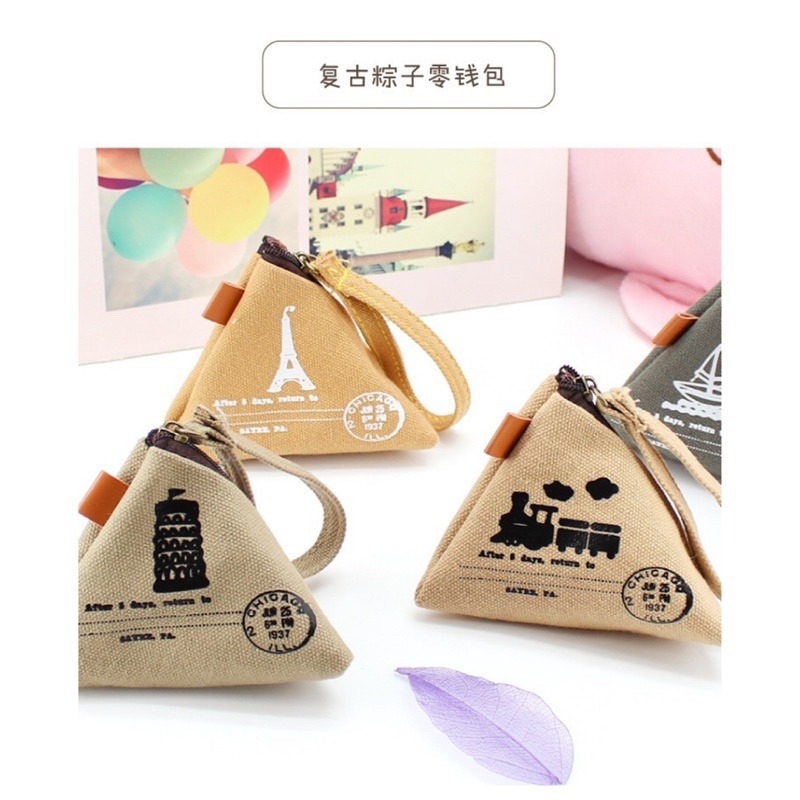 🍀台灣現貨🍀粽子零錢包 粽子包 零錢包 鑰匙包 帆布零錢包 小零錢包 三角錢包 帆布包 錢包 耳機包 小收納包 立體-細節圖2