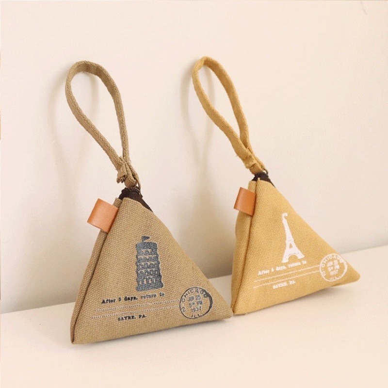 🍀台灣現貨🍀粽子零錢包 粽子包 零錢包 鑰匙包 帆布零錢包 小零錢包 三角錢包 帆布包 錢包 耳機包 小收納包 立體-細節圖7