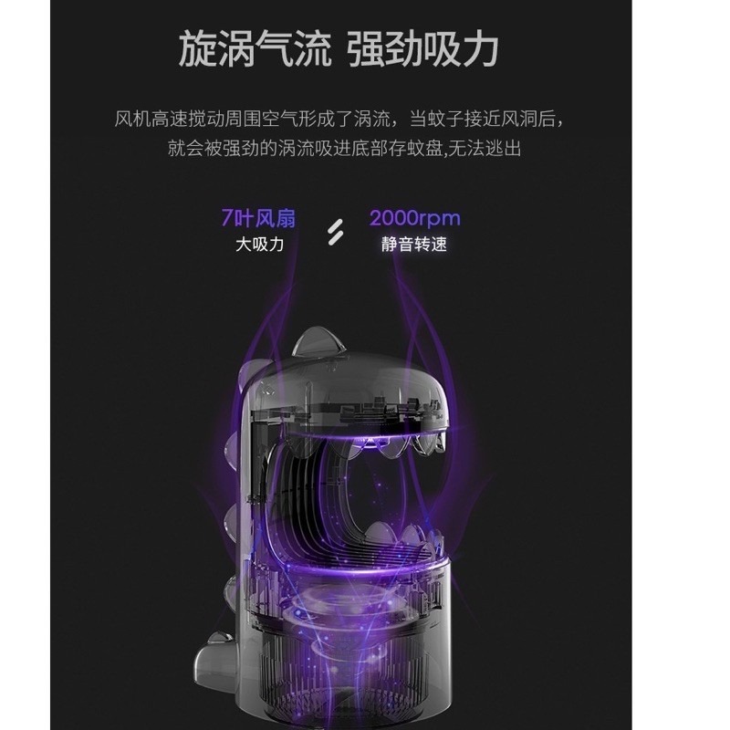 🍀台灣現貨🍀恐龍滅蚊燈 補蚊燈 喬治恐龍 USB充電 紫光誘蚊 吸入式紫外線燈 家用驅蚊器 家用補蚊燈 補蚊燈 滅蚊-細節圖5