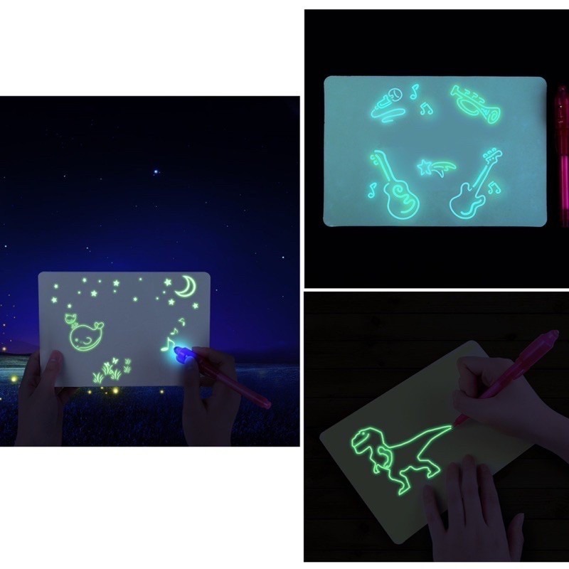 🍀台灣現貨🍀3D魔術螢光畫板 螢光繪畫板 手繪板 發光板 繪圖畫板 畫板 手繪板  夜光板 兒童 發光3D繪畫寫字板-細節圖5