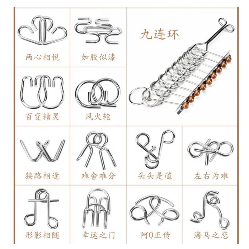 🍀台灣現貨🍀智力解環 25件組 益智解鎖 益智玩具 解環解鎖 燒腦解鎖 九連環解鎖 解環扣 智力扣 解環解扣 解鎖玩-細節圖8