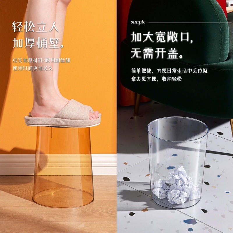 🍀台灣現貨🍀透明垃圾桶 壓克力垃圾桶 家用垃圾桶 桌上垃圾桶 垃圾桶 收納桶 簡約垃圾桶 防水垃圾桶 客廳垃圾桶 插-細節圖3