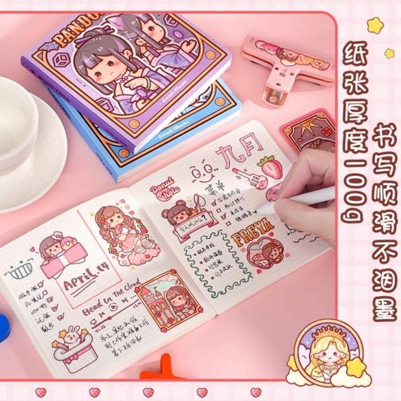 🍀台灣現貨🍀小麻糬手帳本 方方本 手帳本 小麻糬方塊本 手帳貼紙本 方塊本 方格手帳本 手帳筆記本 便籤本 可愛筆記-細節圖5