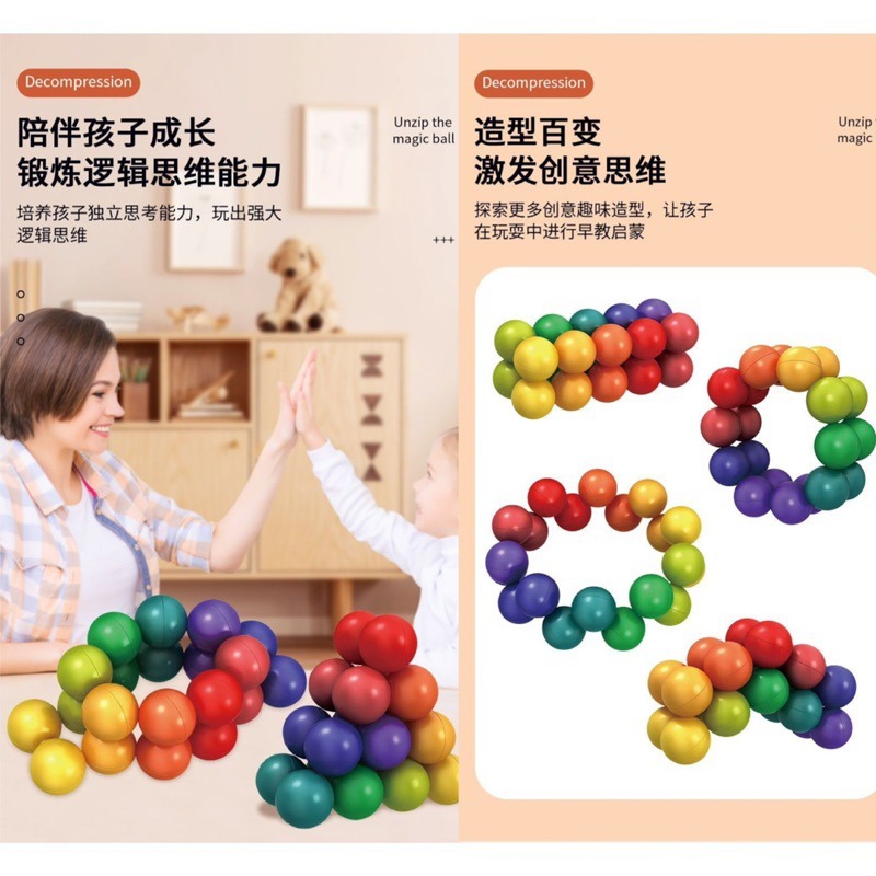 🍀台灣現貨🍀百變解壓魔力球 百變解壓球 魔力球 百變玩具球 立體魔方球 解壓球 減壓魔珠 串珠解壓球 轉珠玩具 益智-細節圖4