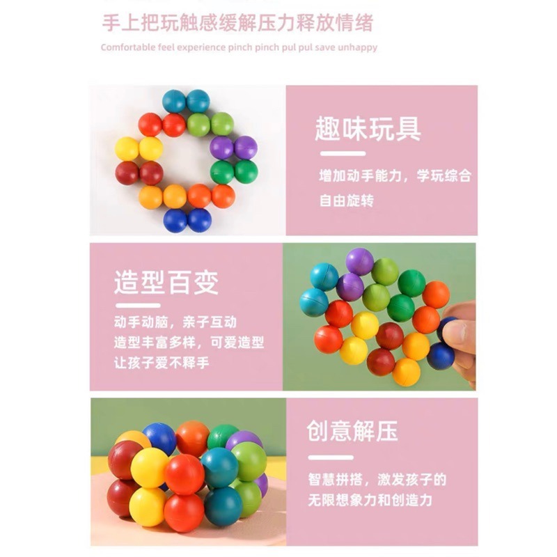 🍀台灣現貨🍀百變解壓魔力球 百變解壓球 魔力球 百變玩具球 立體魔方球 解壓球 減壓魔珠 串珠解壓球 轉珠玩具 益智-細節圖7