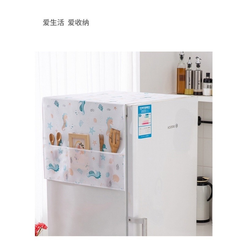 🍀台灣現貨🍀冰箱防塵罩 冰箱防塵掛袋 防塵罩 冰箱布套 冰箱掛袋 防塵冰箱側袋 冰箱掛袋 冰箱防塵布 冰箱收納袋 冰-細節圖7