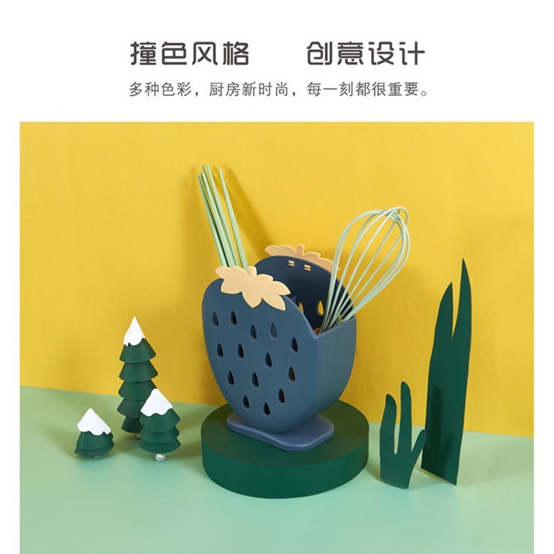 🍀台灣現貨🍀草莓筷子筒 筷子收納盒 雙格收納架 筷子瀝水架 筷子筒 筷子收納架 筷子架 餐具收納盒 筷籠 筷子盒 置-細節圖7