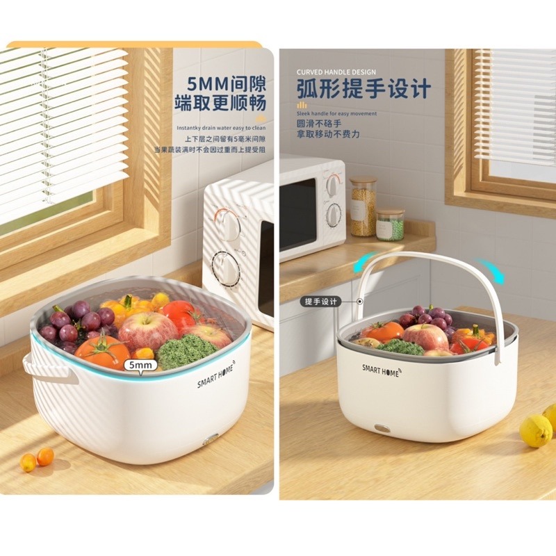 🍀台灣現貨🍀超聲波洗菜籃 家用洗菜機 水果清洗機 蔬果清洗機 超音波蔬果清洗機 超聲波清洗機 洗菜機 洗菜瀝水籃 洗-細節圖7