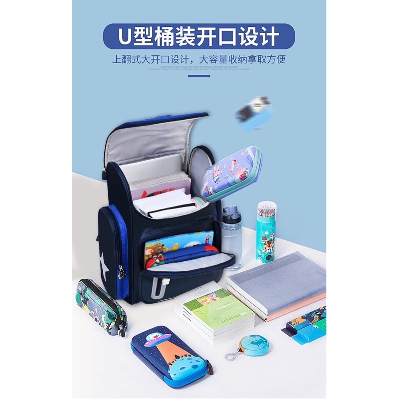 🍀台灣現貨🍀小學生書包 太空書包 學生書包 兒童書包 書包 透氣書包 減壓護脊  1-6年級書包 多功能書包 國小書-細節圖3