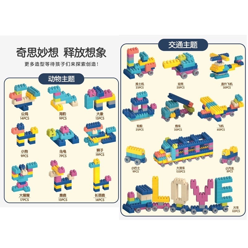 🍀台灣現貨🍀趣味顆粒積木 積木 積木玩具 益智積木 益智玩具 百變積木 創意積木 顆粒積木 彩色積木 拼裝積木 早教-細節圖8