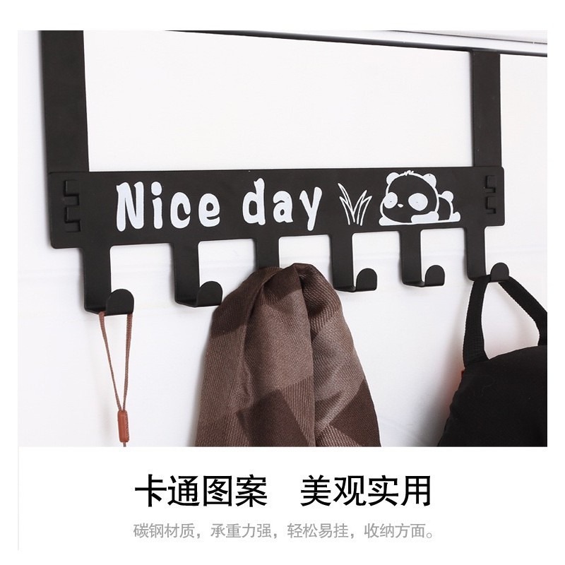 🍀台灣現貨🍀門後掛勾 門背式六連掛勾 鐵藝掛勾 掛勾 門後六連勾 無痕掛勾 門背掛勾 不鏽鋼掛勾 浴室毛巾勾 長排掛-細節圖2