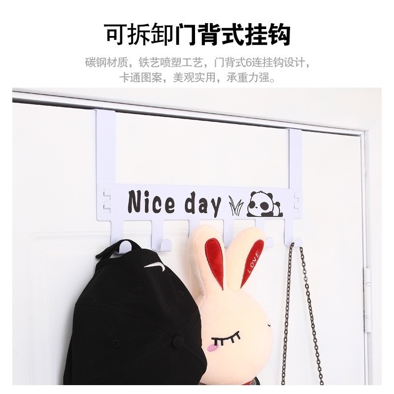 🍀台灣現貨🍀門後掛勾 門背式六連掛勾 鐵藝掛勾 掛勾 門後六連勾 無痕掛勾 門背掛勾 不鏽鋼掛勾 浴室毛巾勾 長排掛-細節圖4