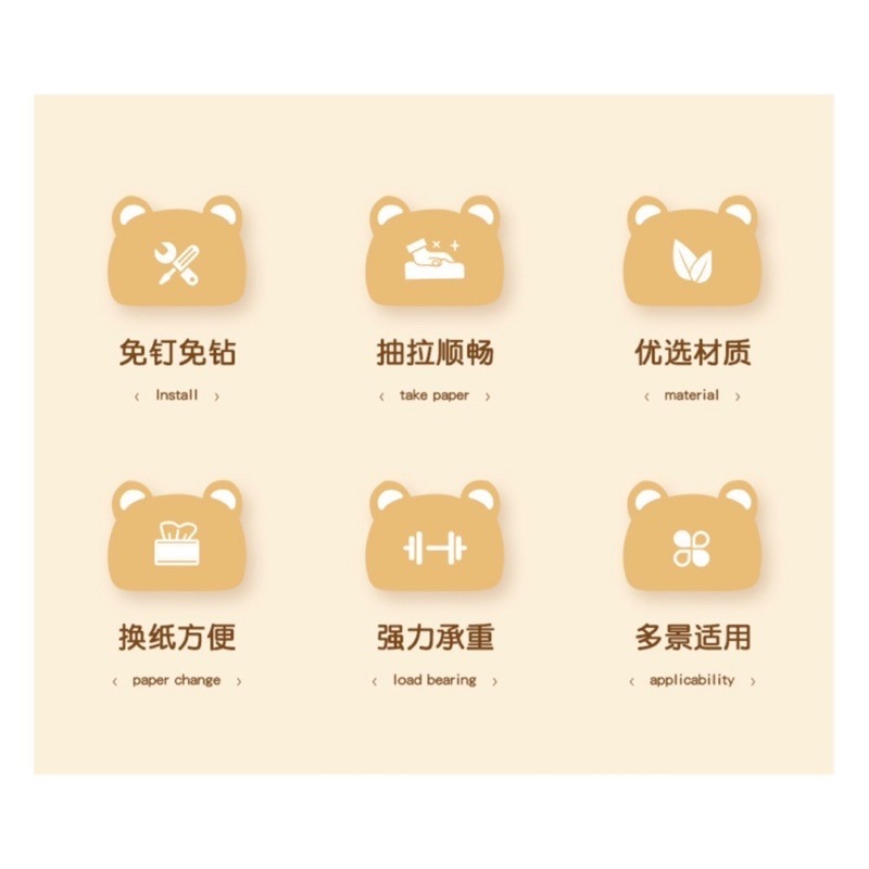 🍀台灣現貨🍀小熊壁掛面紙盒 壁掛紙巾盒 抽取式面紙盒 紙巾盒 面紙盒 免打孔面紙盒 口罩抽取盒 無痕紙巾盒 面紙盒架-細節圖3
