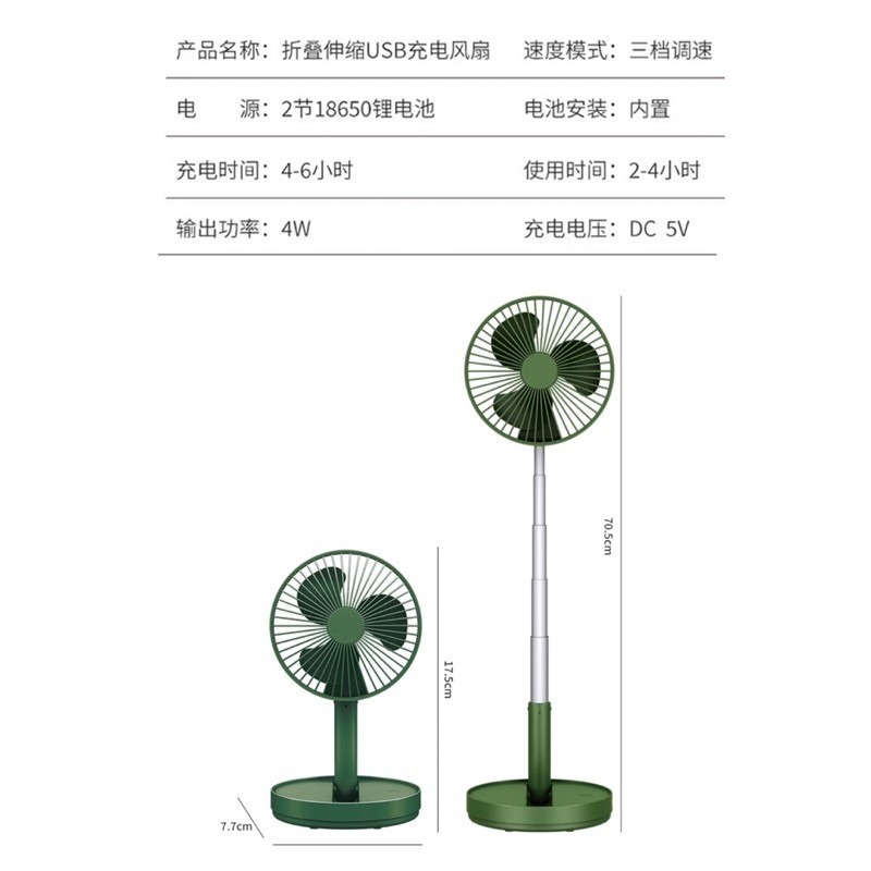 🍀台灣現貨🍀便攜摺疊風扇 可折疊風扇 USB充電風扇 充電風扇 迷你風扇 小型風扇 落地扇-細節圖8