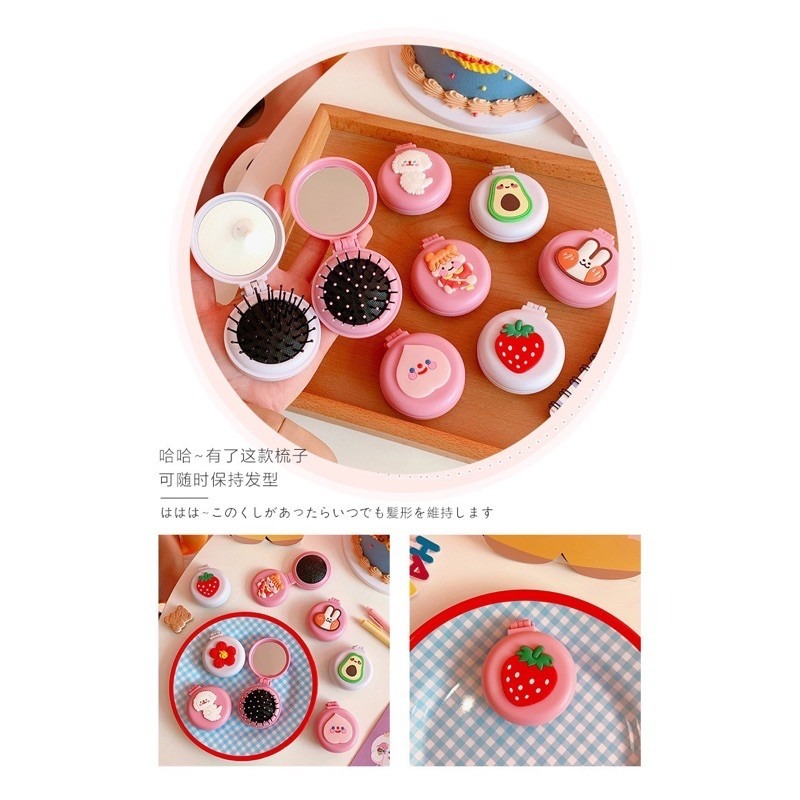 🍀台灣現貨🍀氣墊鏡梳 折疊鏡子梳子 摺疊梳 氣囊梳 按摩梳 隨身小鏡子 鏡子 隨身梳 氣墊梳 化妝鏡 隨身鏡 便攜鏡-細節圖4