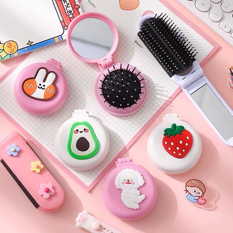 🍀台灣現貨🍀氣墊鏡梳 折疊鏡子梳子 摺疊梳 氣囊梳 按摩梳 隨身小鏡子 鏡子 隨身梳 氣墊梳 化妝鏡 隨身鏡 便攜鏡-細節圖6