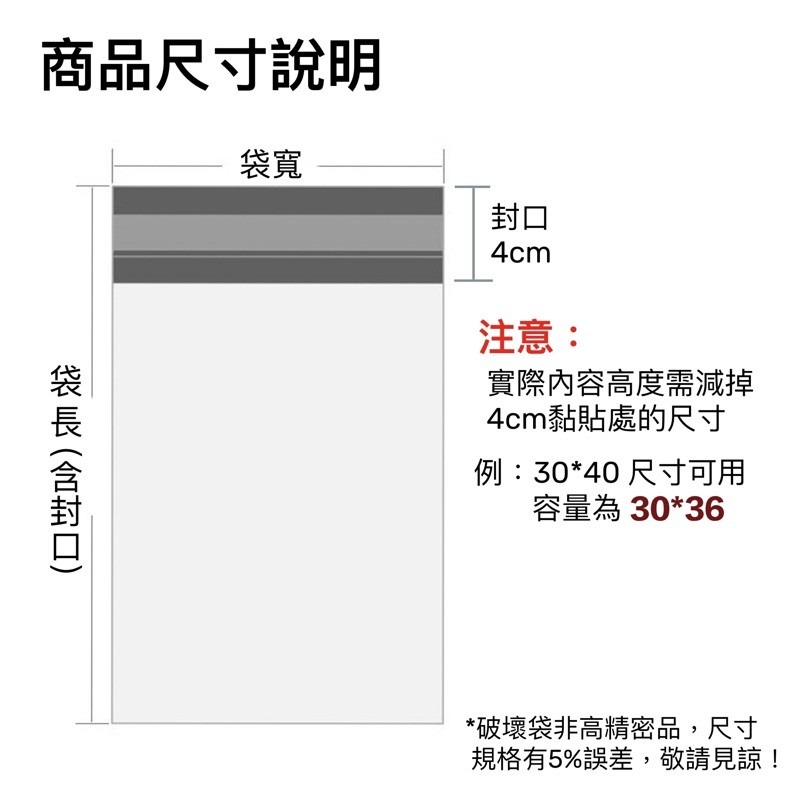 🍀台灣現貨🍀加厚全新白色破壞袋 多款尺寸 快遞袋 物流袋 寄件袋 便利袋 超商寄件袋 網拍包裝袋 包裝袋 寄貨袋 宅-細節圖7