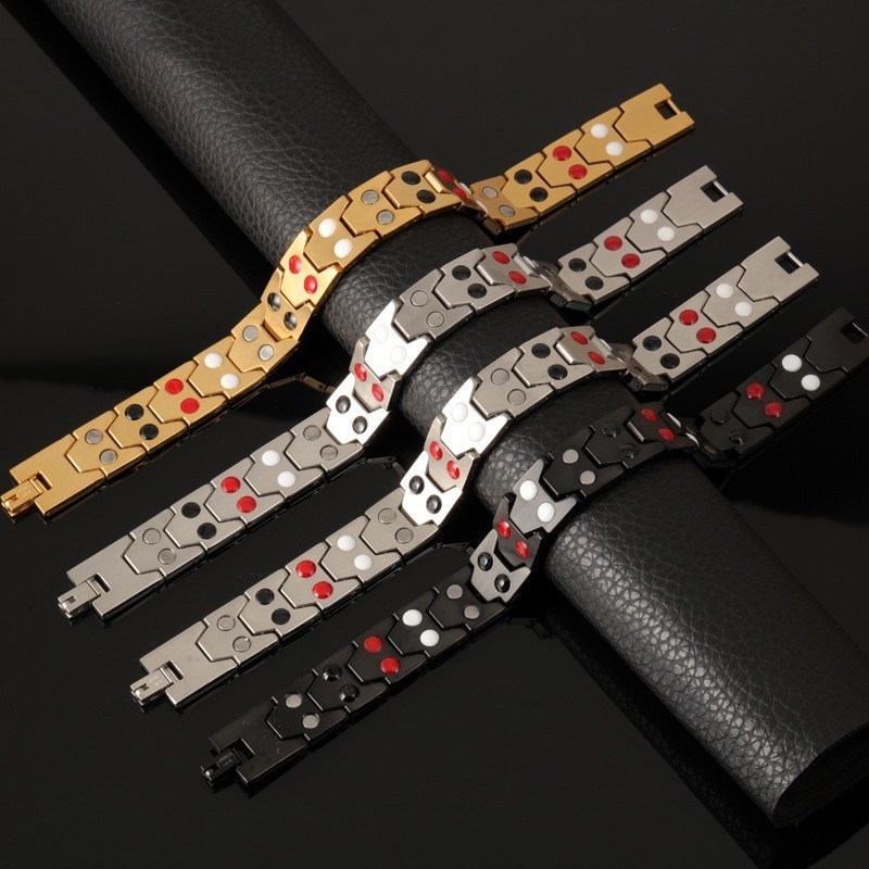 🍀台灣現貨🍀鈦鋼磁石手鏈 磁療手鏈 鍊條手環 磁石 男士防輻射 鈦鋼 能量 手環運動手環 情侶項鏈手錶 能量磁石手環-細節圖3