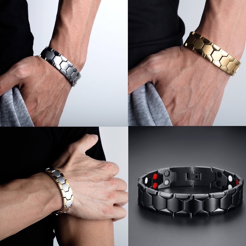 🍀台灣現貨🍀鈦鋼磁石手鏈 磁療手鏈 鍊條手環 磁石 男士防輻射 鈦鋼 能量 手環運動手環 情侶項鏈手錶 能量磁石手環-細節圖6