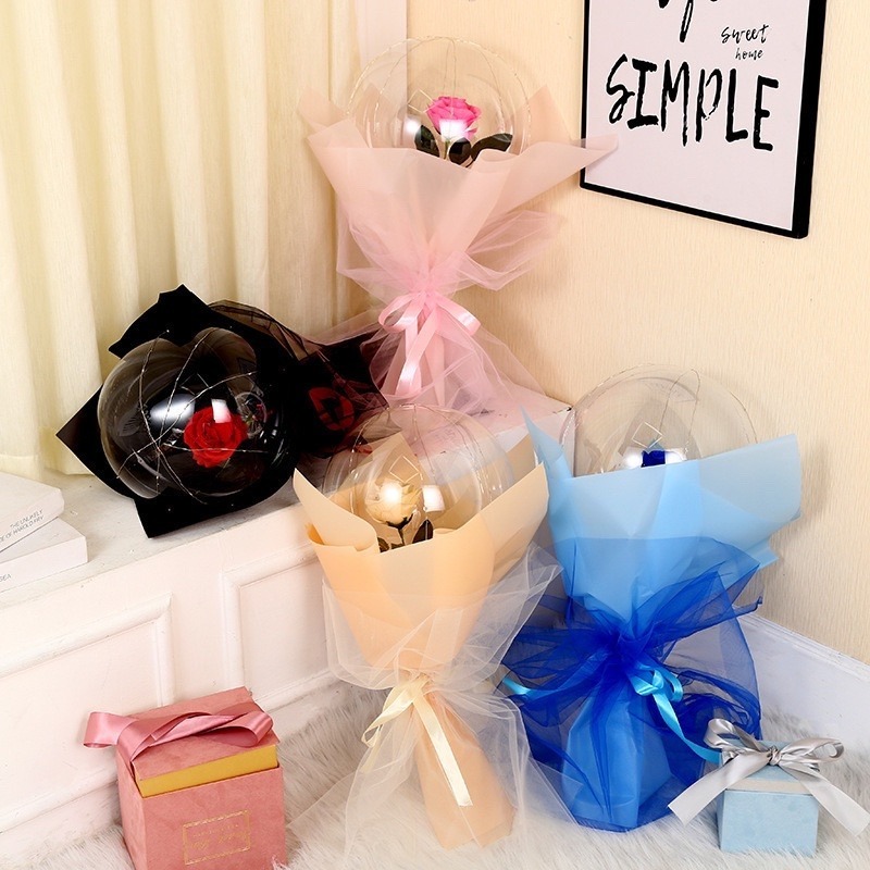 🍀台灣現貨🍀發光玫瑰花波波球 玫瑰花束波波球 玫瑰花波波球 波波球 玫瑰花束 發光波波球 玫瑰花氣球 求婚道具 告白-細節圖7