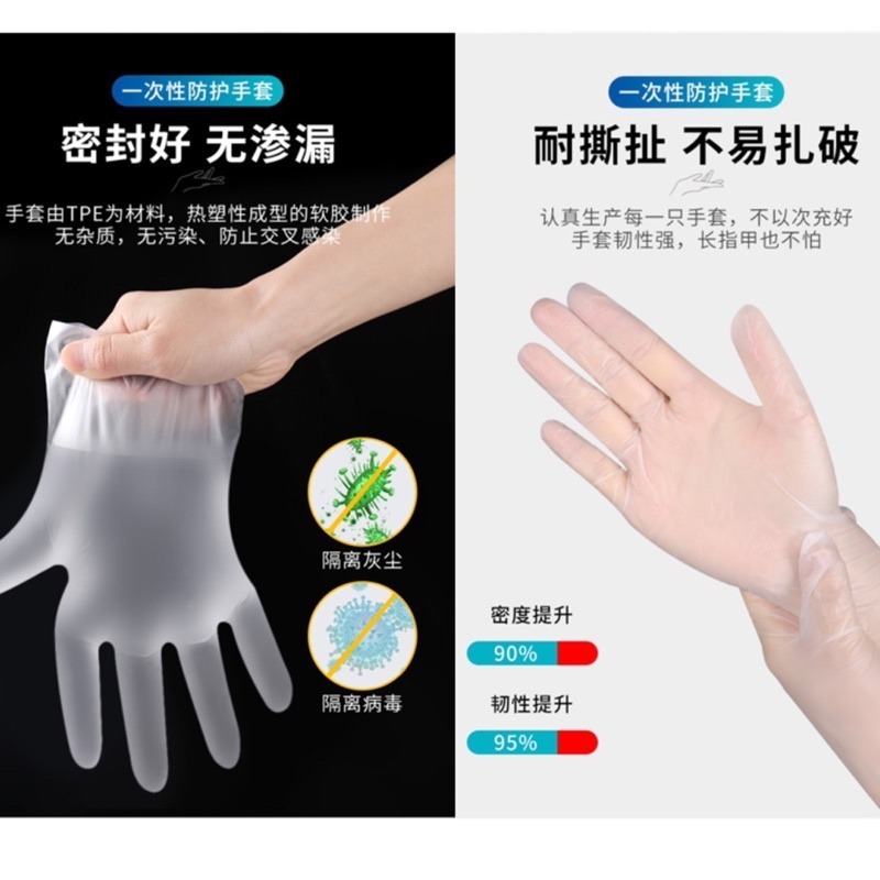 🔥買5送1🔥一次性手套 TPE手套 食品級手套 透明手套 無粉手套 拋棄式手套 清潔手套 萬用手套 清潔手套 塑膠手-細節圖6