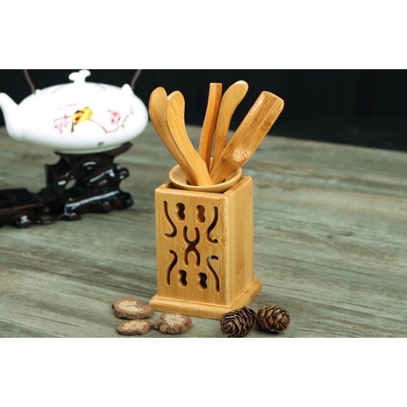 🍀台灣現貨🍀竹製 茶道六君子 六君子 六件套 茶具配件 茶道用具 泡茶用具 茶匙 茶葉勺 茶夾 茶針 茶漏 實木製作-細節圖6