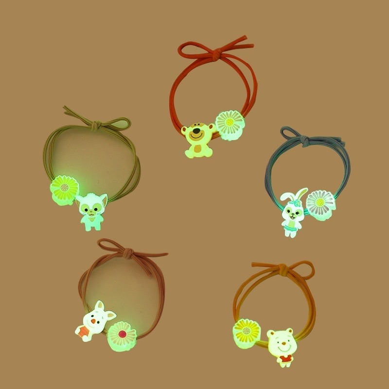 🍀台灣現貨🍀卡通夜光髮圈 兒童夜光髮圈 夜光髮圈 少女髮圈 兒童發圈 可愛髮圈 卡通髮圈 女孩髮飾 紮頭髮髮圈 彈力-細節圖5