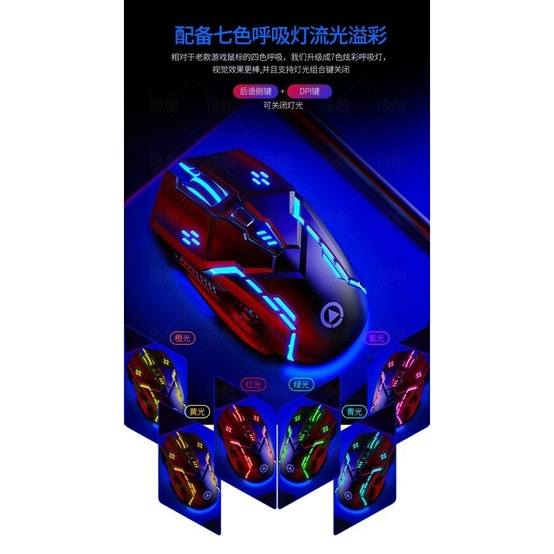 🍀台灣現貨🍀6D電競滑鼠 有線滑鼠 4檔DPI滑鼠 發光滑鼠 滑鼠-細節圖6