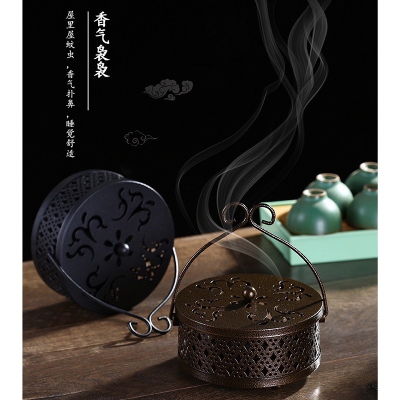 🍀台灣現貨🍀薰香盒 蚊香盒 香薰盒 蚊香掛架 熏香盤 蚊香盤 檀香架 金屬蚊香盒 蚊香爐 香薰爐 復古蚊香架 可掛蚊-細節圖4