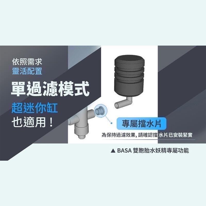 透明度 TRN｜BASA｜迷你雙胞胎水妖精｜迷你款｜氣動式過濾 水中過濾 生化過濾-細節圖5