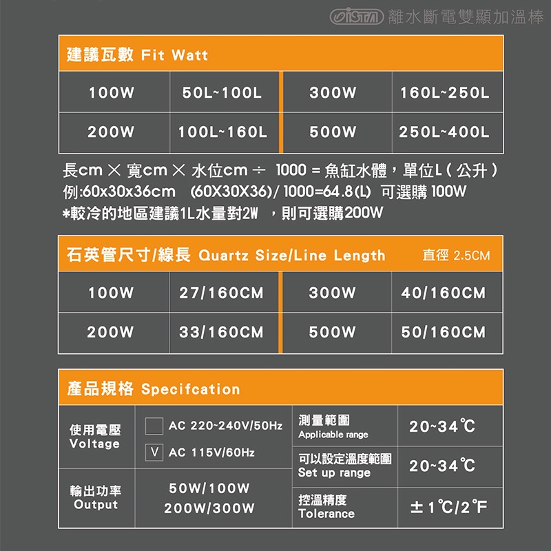 透明度 TRN｜iSTA 伊士達｜離水斷電雙顯加溫棒 300W｜雙控溫晶片｜加溫器-細節圖4