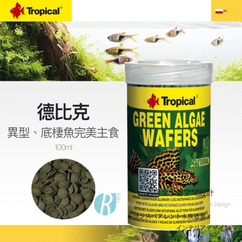 透明度 TRN｜Tropical 德比克｜GREEN ALGAE 異型、底棲魚完美全餐飼料｜沉下性｜大粒｜100ml