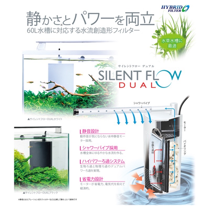 透明度 TRN｜GEX 五味｜SILENT FLOW SP DAUL 角落多用途過濾器｜白｜408L/h｜內置馬達過濾器-細節圖2