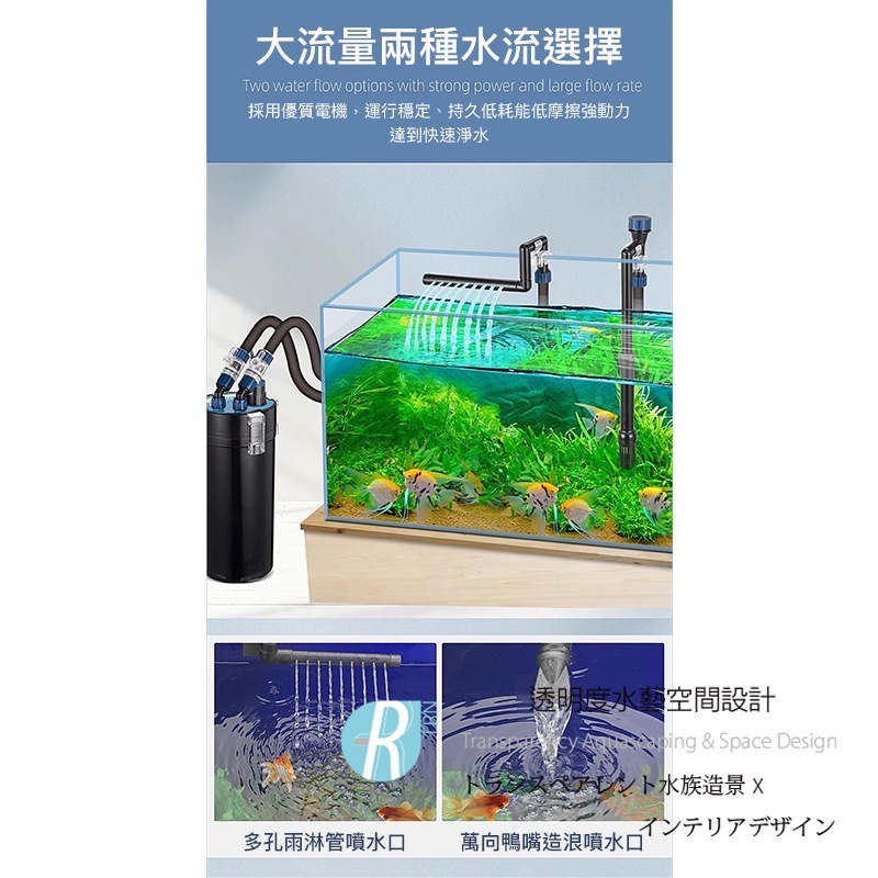 透明度 TRN｜スーパー魚 酷魚/超魚｜四層靜音缸外過濾器 KY-4L｜500L/h｜外置圓桶-細節圖2