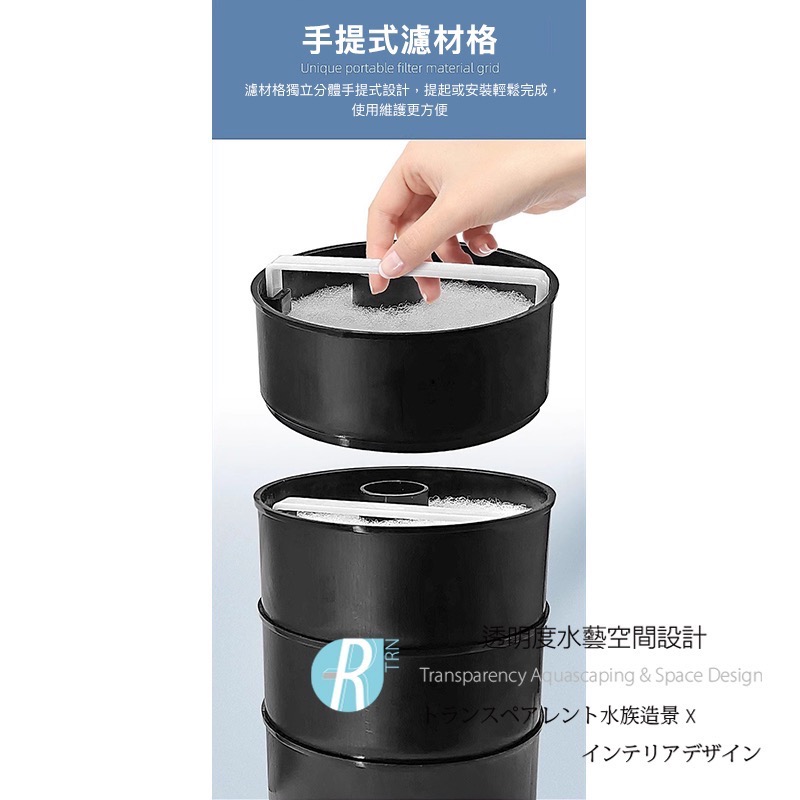 透明度 TRN｜スーパー魚 酷魚/超魚｜四層靜音缸外過濾器 KY-4L｜500L/h｜外置圓桶-細節圖6
