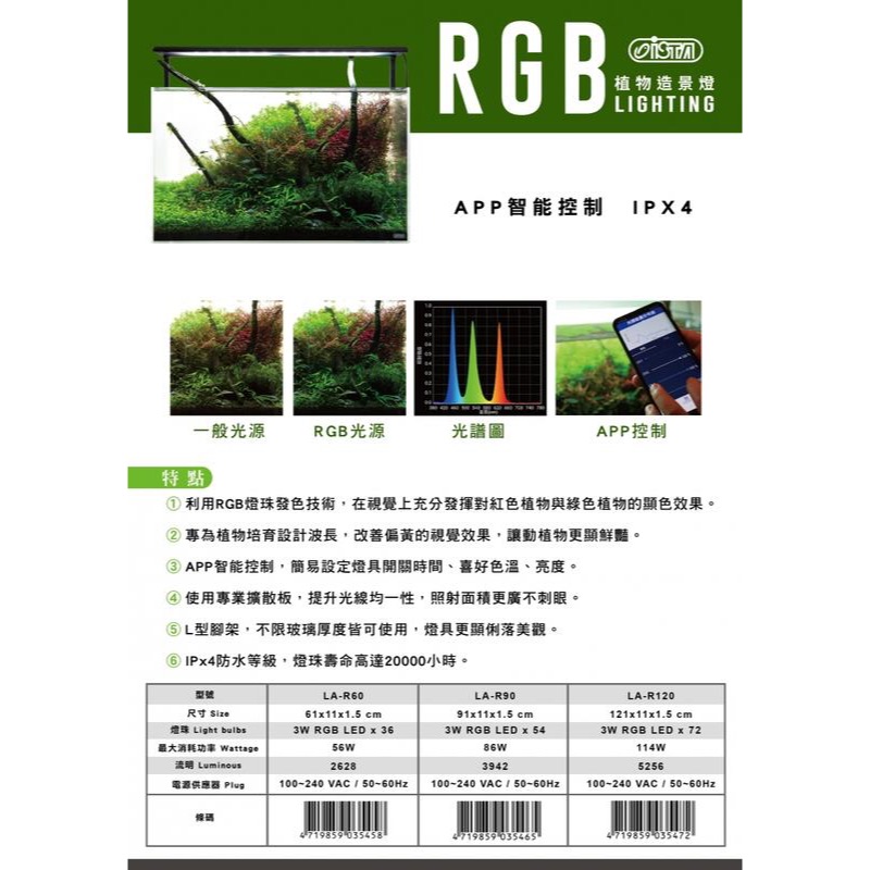 透明度 TRN｜iSTA 伊士達｜RGB植物造景燈｜吊繩｜2尺｜60cm｜智能控制專業型水草LED吊燈-細節圖2