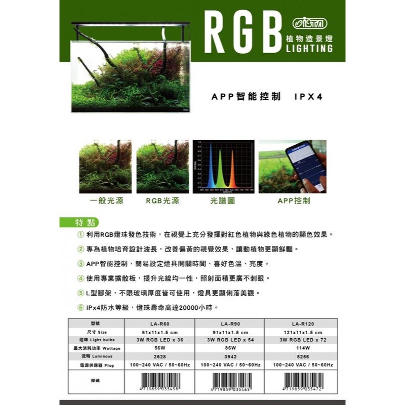 透明度 TRN｜iSTA 伊士達｜RGB植物造景燈｜吊繩｜4尺｜120cm｜智能控制專業型水草LED吊燈-細節圖2