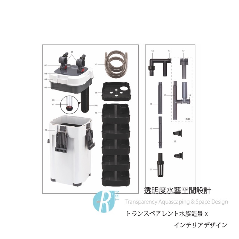 透明度 TRN｜SOBO 松寶｜UV外置過濾器 AQ-909F-UV｜1800L/h＋9W｜外置圓桶-細節圖2