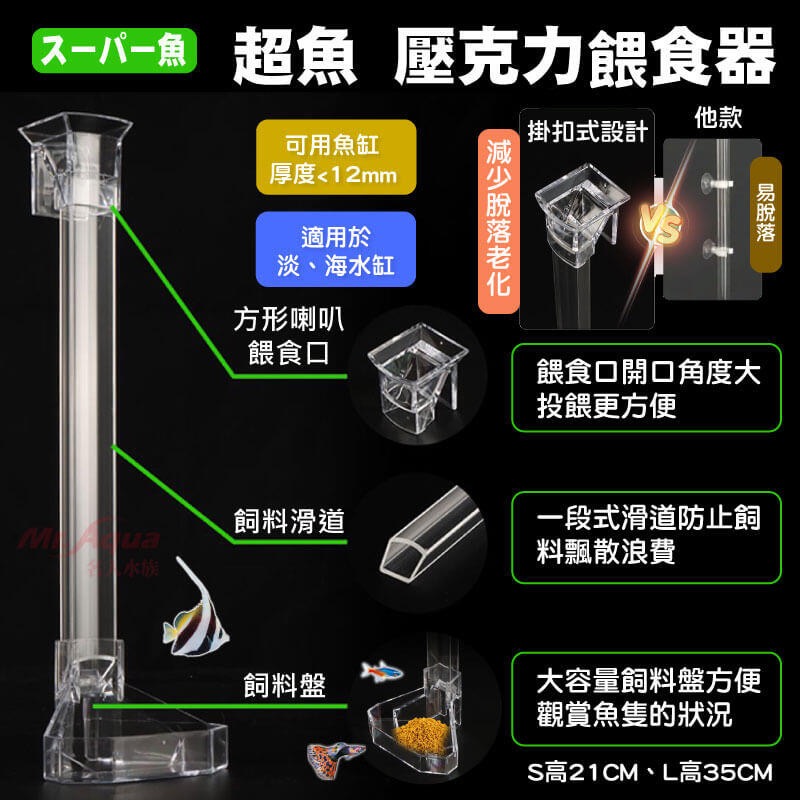 透明度 TRN｜スーパー魚 酷魚/超魚｜壓克力餵食器｜21cm｜壓克力投食管 定點餵食器 定點投食管-細節圖2