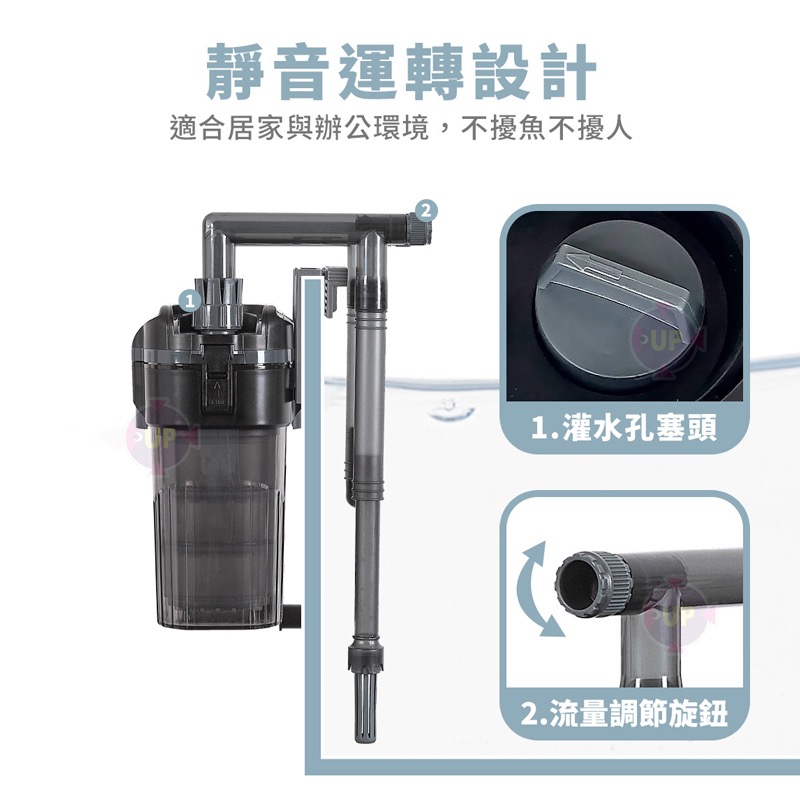 透明度 TRN｜UP AQUA 雅柏｜小型桶式過濾器 S450｜450L/h｜掛式過濾桶-細節圖5
