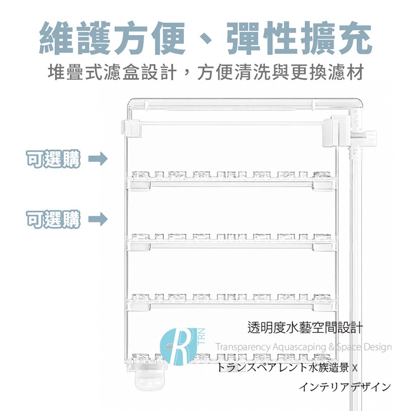 透明度 TRN｜crab aqua 小螃蟹｜USB迷你型乾溼式滴流槽 17.5cm｜220L/h｜上部過濾器-細節圖4