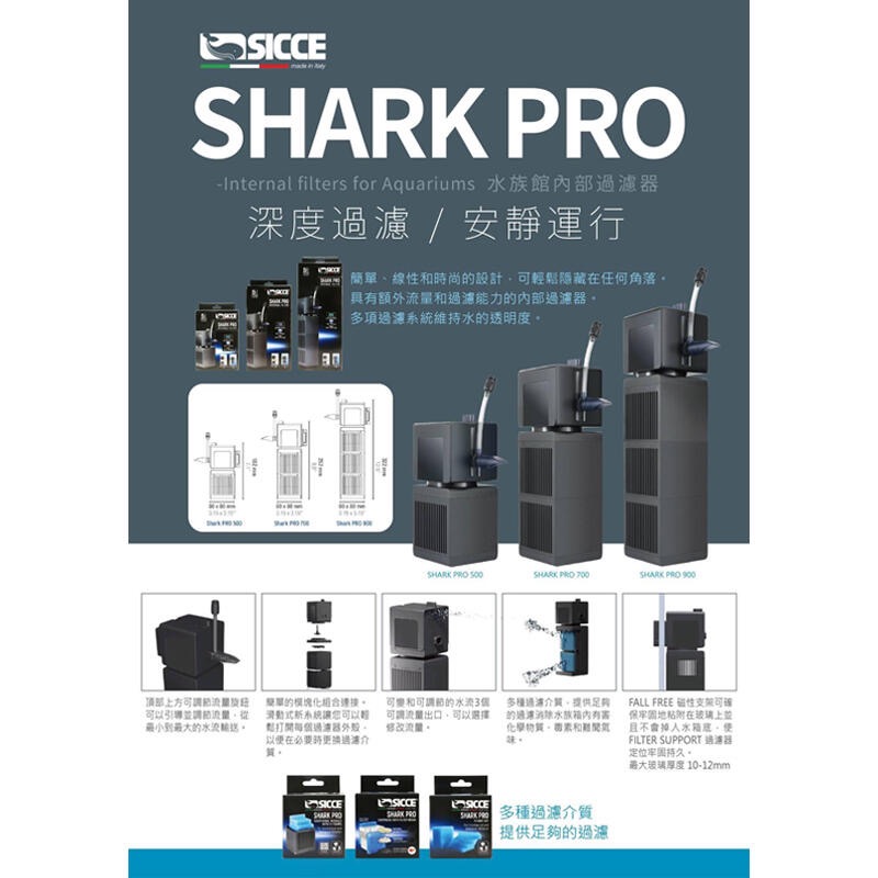 透明度 TRN｜SICCE 希捷｜Shark PRO 900 鯊魚內置過濾器｜900L/h｜沉水過濾器-細節圖7