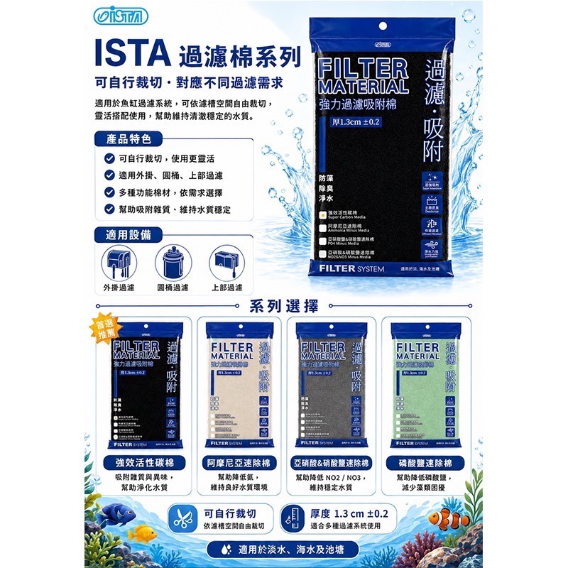 透明度 TRN｜iSTA 伊士達｜強效活性碳棉｜45×25cm｜過濾棉 吸收異味 改善水色 濾材-細節圖2