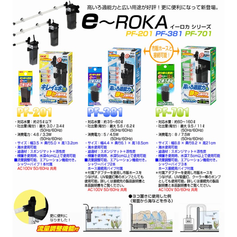 透明度 TRN｜GEX 五味｜e～ROKA 沉水過濾器 PF-381｜372L/h｜內置過濾器-細節圖3