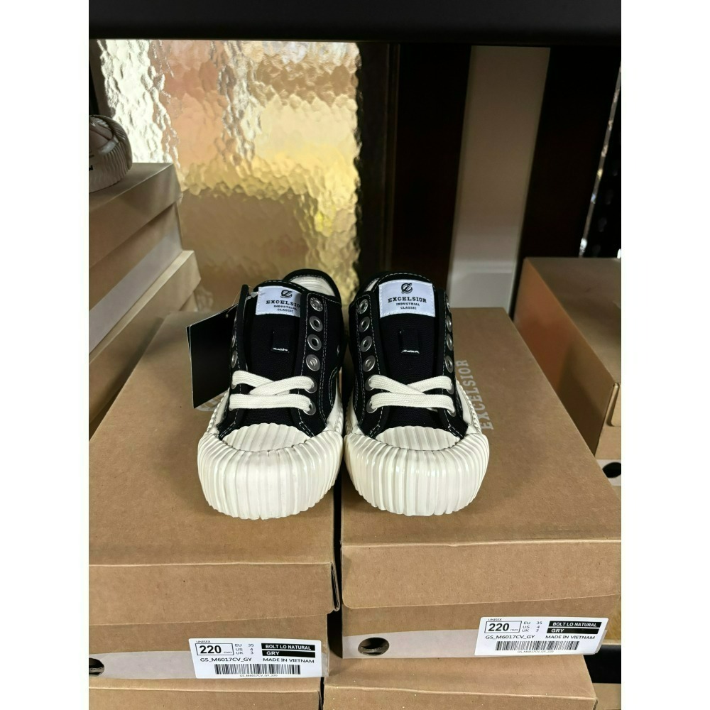 【Excelsior餅乾鞋】低筒 經典黑色帆布 白底 (ES_M6017CV_BK)-細節圖3