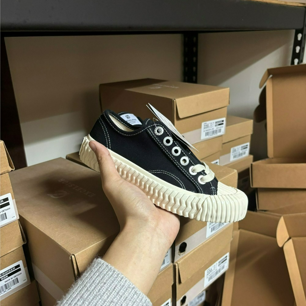 【Excelsior餅乾鞋】低筒 經典黑色帆布 白底 (ES_M6017CV_BK)-細節圖5